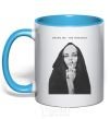 Mug with a colored handle Bring me the horizon nun sky-blue фото