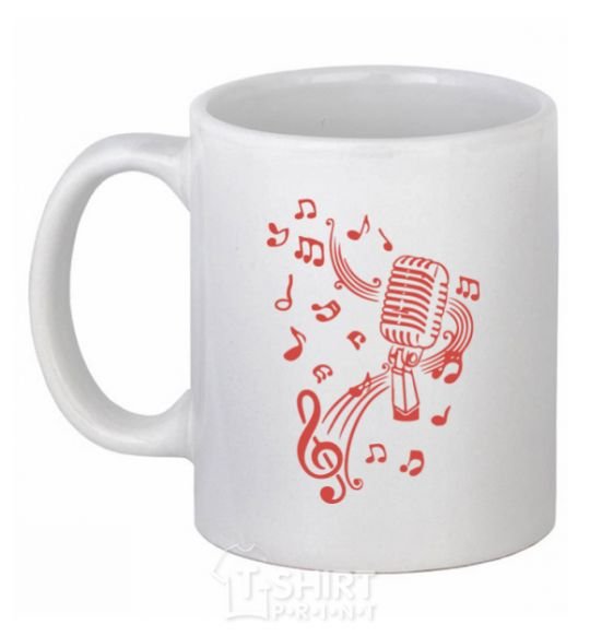 Ceramic mug Music microphone White фото