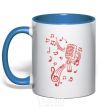 Mug with a colored handle Music microphone royal-blue фото