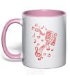 Mug with a colored handle Music microphone light-pink фото