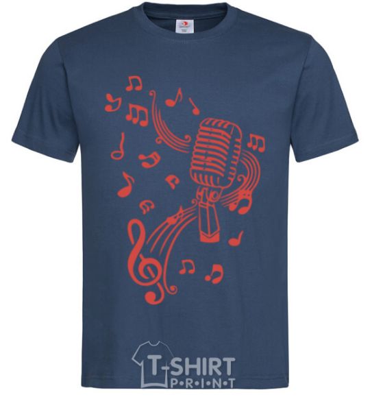 Men's T-Shirt Music microphone navy-blue фото