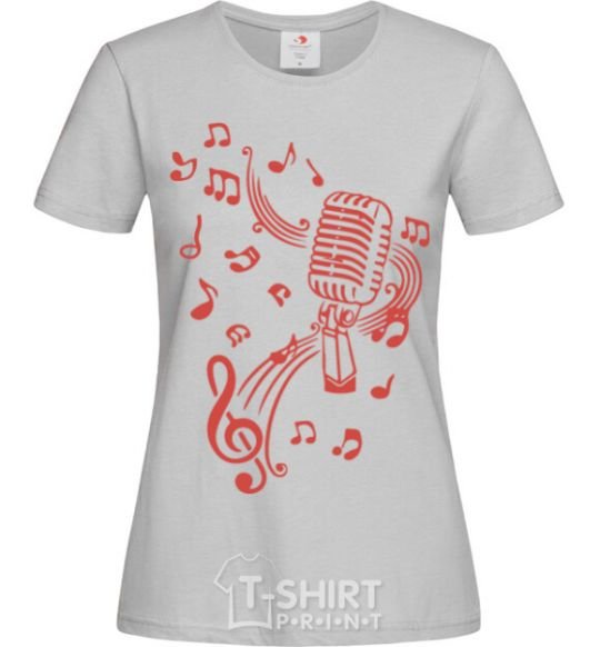 Women's T-shirt Music microphone grey фото