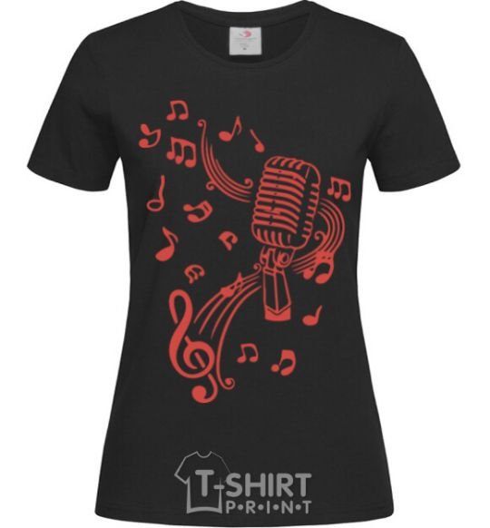 Women's T-shirt Music microphone black фото