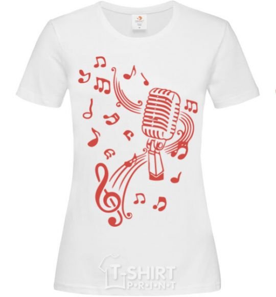 Women's T-shirt Music microphone White фото