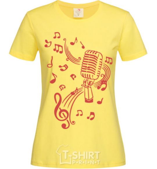 Women's T-shirt Music microphone cornsilk фото