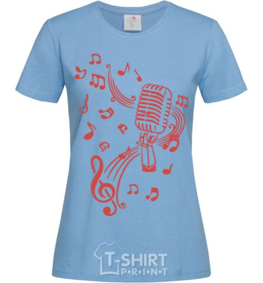 Women's T-shirt Music microphone sky-blue фото