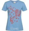 Women's T-shirt Music microphone sky-blue фото