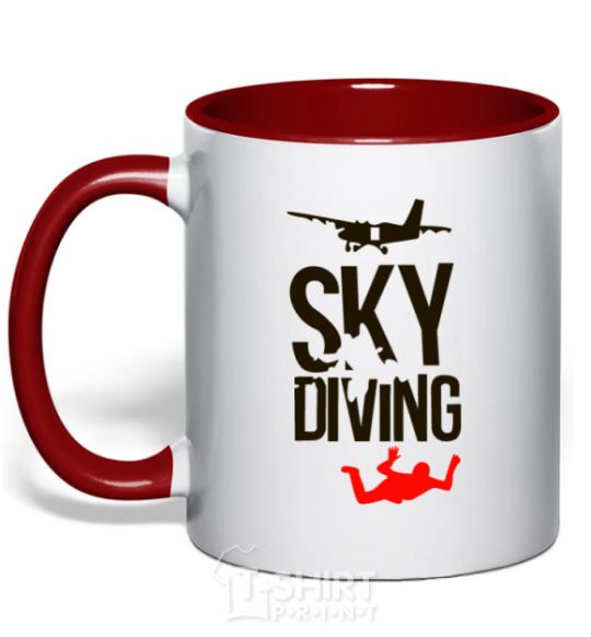 Чашка с цветной ручкой Sky diving Красный фото