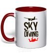 Mug with a colored handle Sky diving red фото