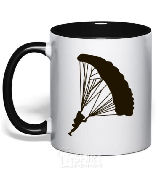 Mug with a colored handle Skydiver black фото
