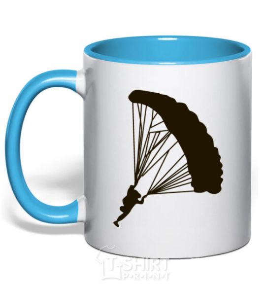 Mug with a colored handle Skydiver sky-blue фото
