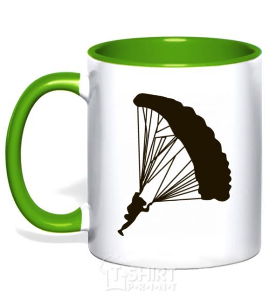 Mug with a colored handle Skydiver kelly-green фото