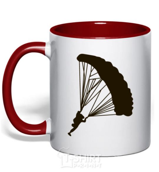 Mug with a colored handle Skydiver red фото