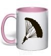 Mug with a colored handle Skydiver light-pink фото