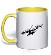 Mug with a colored handle Whale of a mountain yellow фото