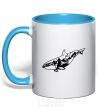 Mug with a colored handle Whale of a mountain sky-blue фото