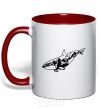 Mug with a colored handle Whale of a mountain red фото