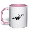 Mug with a colored handle Whale of a mountain light-pink фото