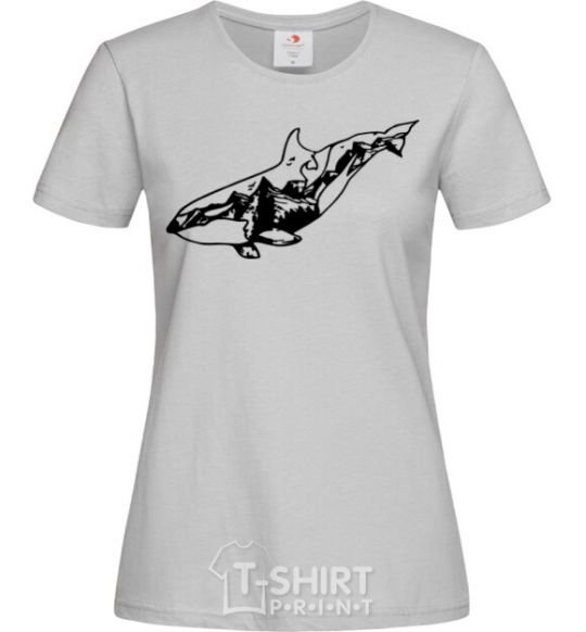 Women's T-shirt Whale of a mountain grey фото