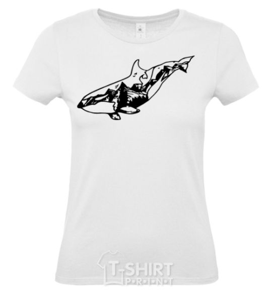 Women's T-shirt Whale of a mountain White фото