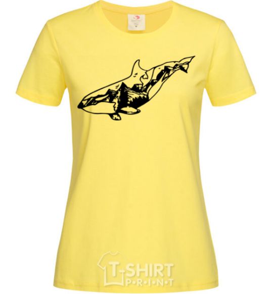 Women's T-shirt Whale of a mountain cornsilk фото