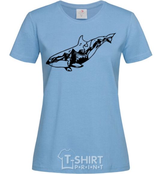 Women's T-shirt Whale of a mountain sky-blue фото