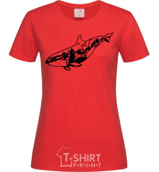 Women's T-shirt Whale of a mountain red фото