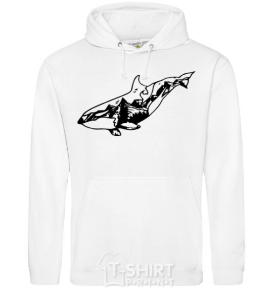 Men`s hoodie Whale of a mountain White фото