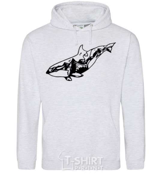 Men`s hoodie Whale of a mountain sport-grey фото