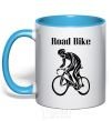 Mug with a colored handle Road bike sky-blue фото