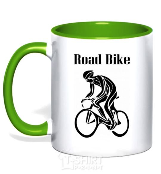 Mug with a colored handle Road bike kelly-green фото