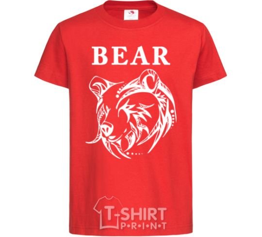 Kids T-shirt Bear b/w image red фото