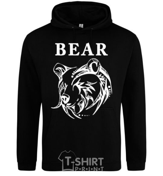 Men`s hoodie Bear b/w image black фото