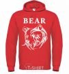 Men`s hoodie Bear b/w image bright-red фото