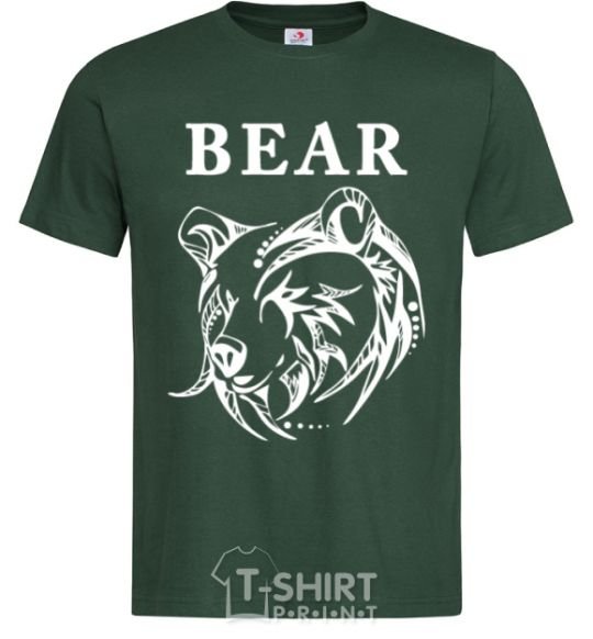 Мужская футболка Bear ч/б изображение Темно-зеленый фото