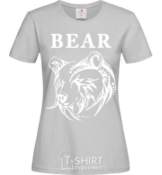 Women's T-shirt Bear b/w image grey фото
