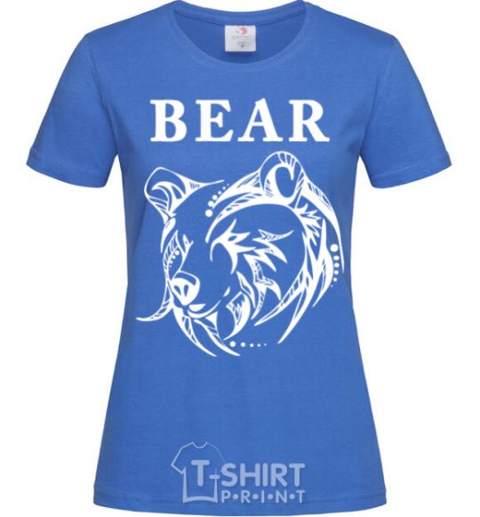 Женская футболка Bear ч/б изображение Ярко-синий фото