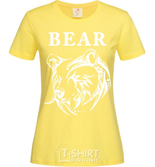 Women's T-shirt Bear b/w image cornsilk фото