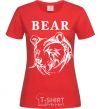Women's T-shirt Bear b/w image red фото