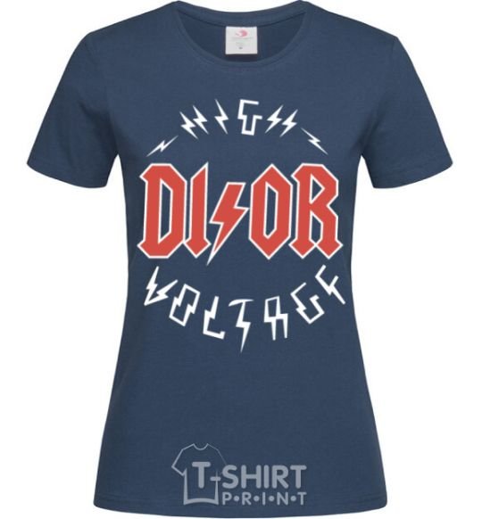 Women's T-shirt Dior ac dc navy-blue фото
