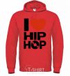 Men`s hoodie I love HIP-HOP bright-red фото