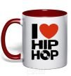 Mug with a colored handle I love HIP-HOP red фото