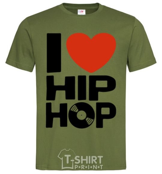 Мужская футболка I love HIP-HOP Оливковый фото