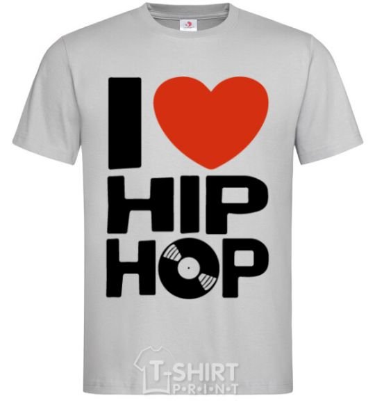 Мужская футболка I love HIP-HOP Серый фото