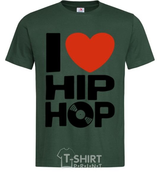 Men's T-Shirt I love HIP-HOP bottle-green фото