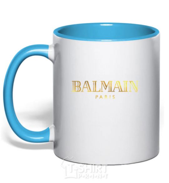 Mug with a colored handle Balmain sky-blue фото