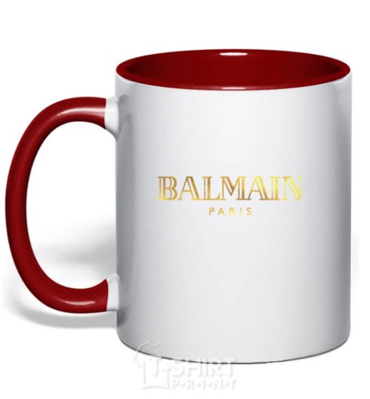 Mug with a colored handle Balmain red фото