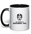 Mug with a colored handle Big brother is watching you black фото