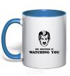 Mug with a colored handle Big brother is watching you royal-blue фото