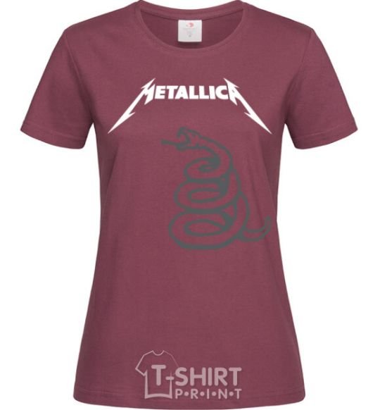 Women's T-shirt Metallika snake burgundy фото